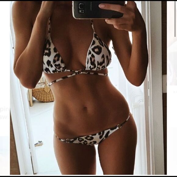 New Plumeria swim Ariel cheetah bikini set sz small - Picture 3 of 5